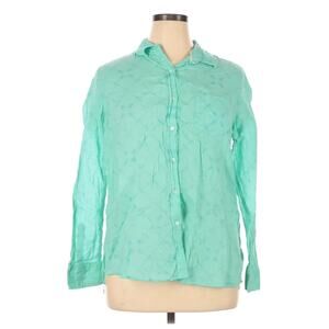 Le Tigre Green‎ Arrow Print Button Down Top Size XL
